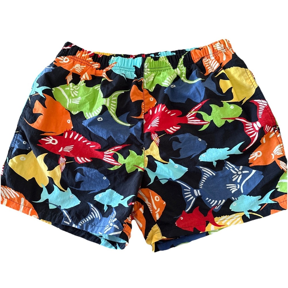 Nautica Swim trunks VTG 90s Colorful Tropical Fish Print Mens Medium mesh liner
